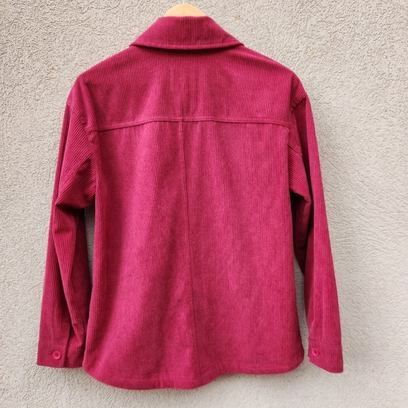 AVEC LES FILLES Women's Shacket Medium Red Corduroy Lagenlook Tunic Top - Picture 5 of 11